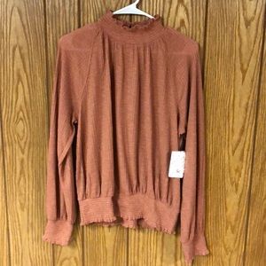 Free People Mock Neck Blouse